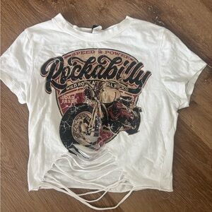 White Rockabilly Motorcycle Crop Top